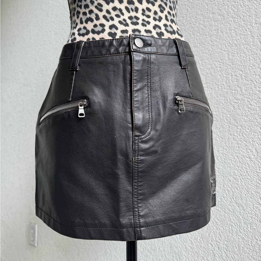 Black Faux Leather Mini Skirt